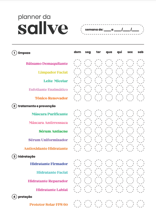 Planner da Sallve para organizar a rotina de skincare