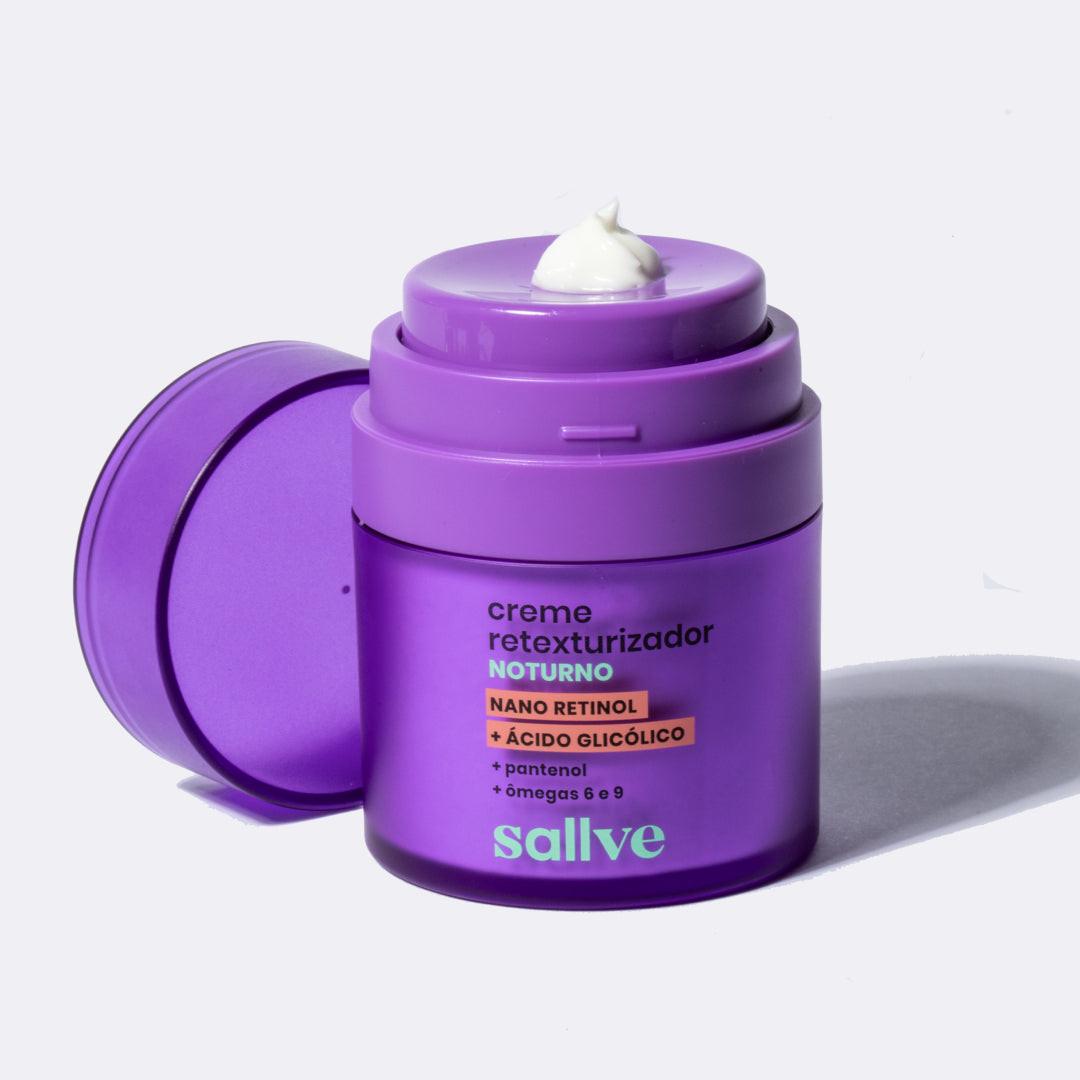 Creme Retexturizador Noturno c/ Retinol e Ácido Glicólico | Sallve