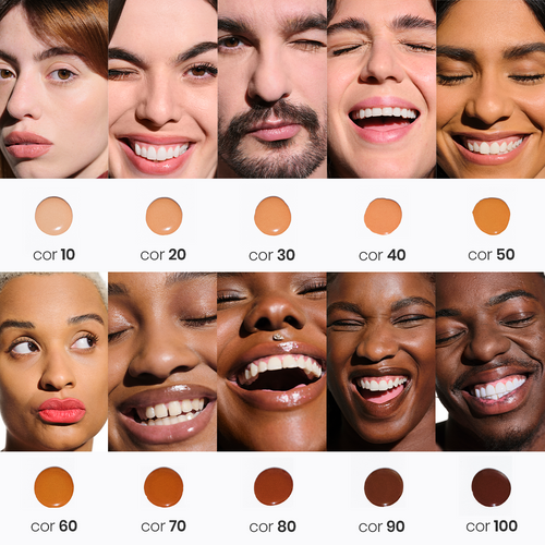 imagem com os 10 modelos mostrando as cores usadas do protetor solar com cor toque seco sallve
