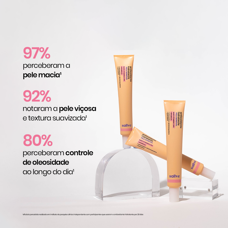 testes clínicos antioxidante hidratante pele sensível sallve