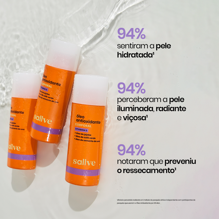 testes clínicos  óleo antioxidante corporal sallve