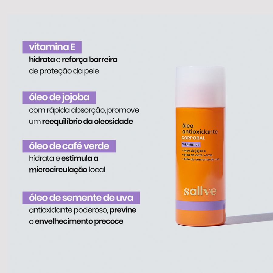 ativos óleo antioxidante corporal sallve