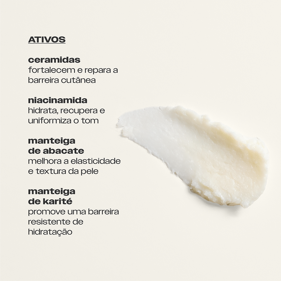 Ativos do Bastão Antiatrito Sallve – ceramidas, niacinamida, manteiga de abacate e manteiga de karité