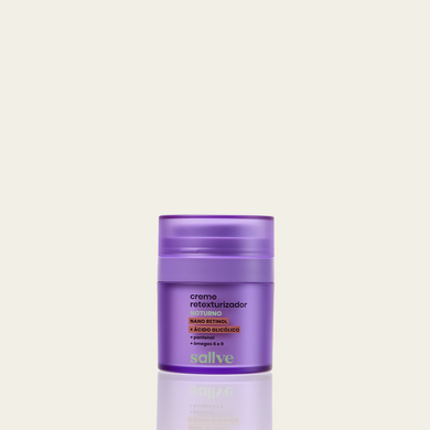 Creme Retexturizador Noturno Sallve 30g – pote com nano retinol, ácido glicólico, pantenol e ômegas 6 e 9