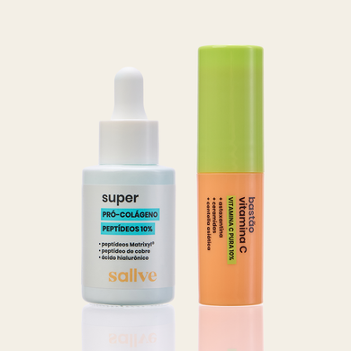 Dupla Mais Colágeno Sallve – Bastão Vitamina C Pura 10% e Super Pró-Colágeno 10% lado a lado