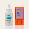Dupla Mais Colágeno, Menos Manchas Sallve – Super Pró-Colágeno 10% e Protetor Solar Bastão com Cor Antimanchas FPS 90 lado a lado