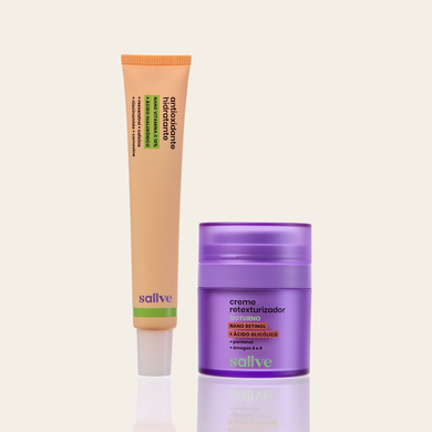 Dupla Pele Mais Lisa Sallve – Creme Retexturizador Noturno e Vitamina C Antioxidante Hidratante lado a lado