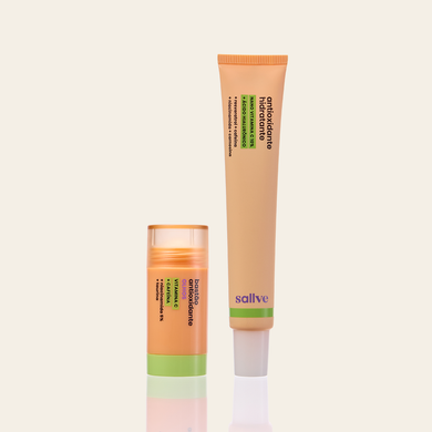 Dupla Vitamina C Sallve – Bastão Antiolheiras Antioxidante e Vitamina C Antioxidante Hidratante lado a lado
