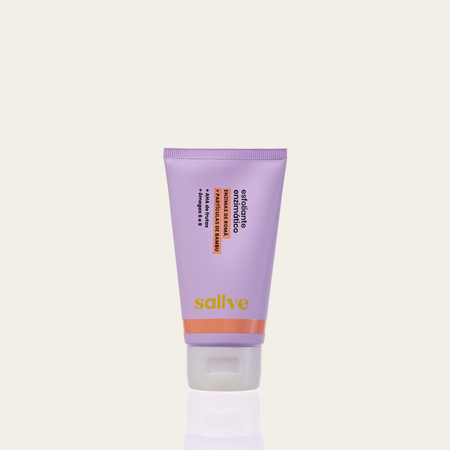 Esfoliante Enzimático Sallve – bisnaga com enzimas de romã, AHA de frutas, partículas de bambu e ômegas 6 e 9
