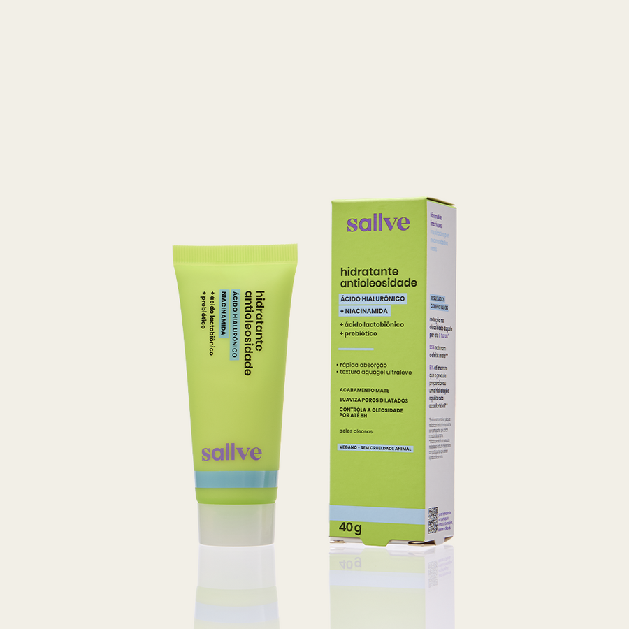 Hidratante Antioleosidade Sallve com embalagem 40g – acabamento matte que suaviza poros dilatados