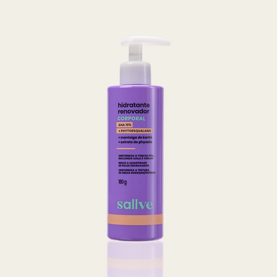 Hidratante Renovador Corporal Sallve 180g – frasco com pump, AHA 10%, phytoesqualano, manteiga de karité e extrato de physalis