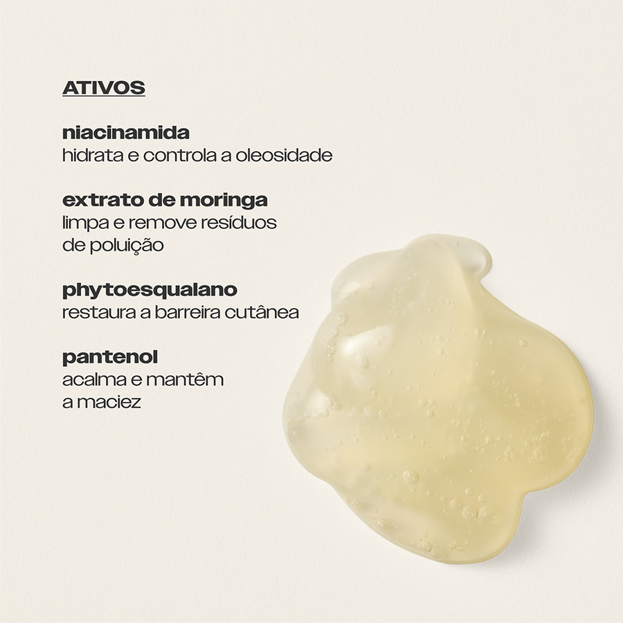 Ativos do Limpador Facial Sallve – niacinamida, extrato de moringa, phytoesqualano e pantenol