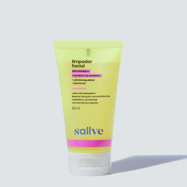 Versão de 150 ml do Limpador Facial Sallve com fórmula suave e ativos que limpam e hidratam sem ressecar.