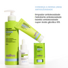 Linha Antioleosidade Sallve com limpador facial, hidratante, bastão e super ácido glicólico 10% para cuidados com a pele oleosa.