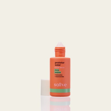 Protetor Solar Toque Seco FPS 50 Sallve 40g – frasco com proteção UVA/UVB, carnosina e niacinamida