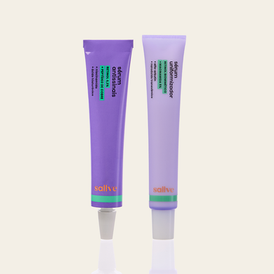 Dupla Retinol Dia e Noite Sallve – Sérum Antissinais Retinol Puro 0,3% e Sérum Uniformizador lado a lado