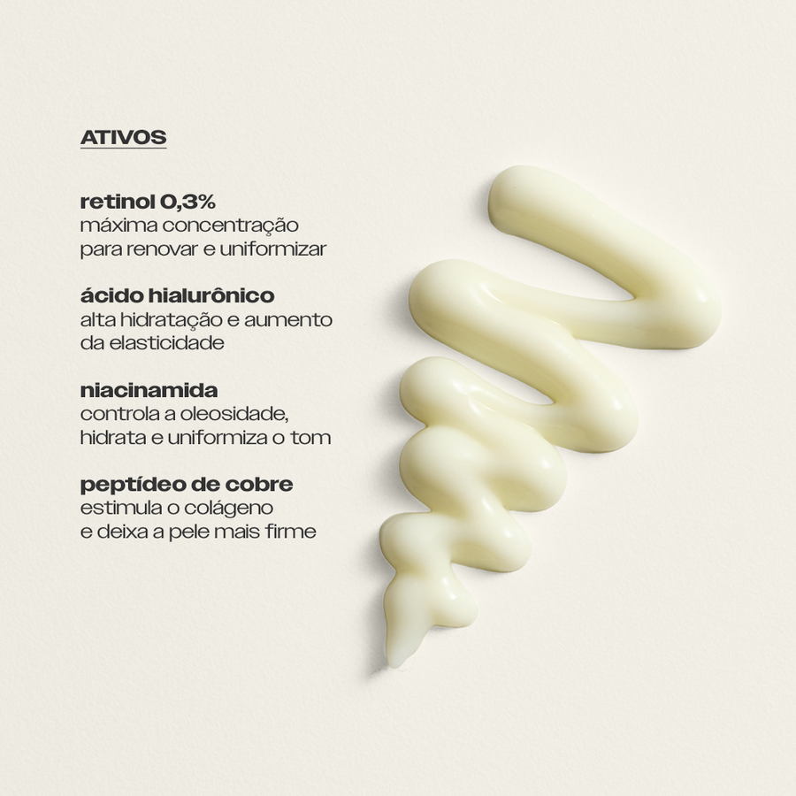Ativos do Sérum Antissinais Sallve – retinol 0,3%, ácido hialurônico, niacinamida e peptídeo de cobre