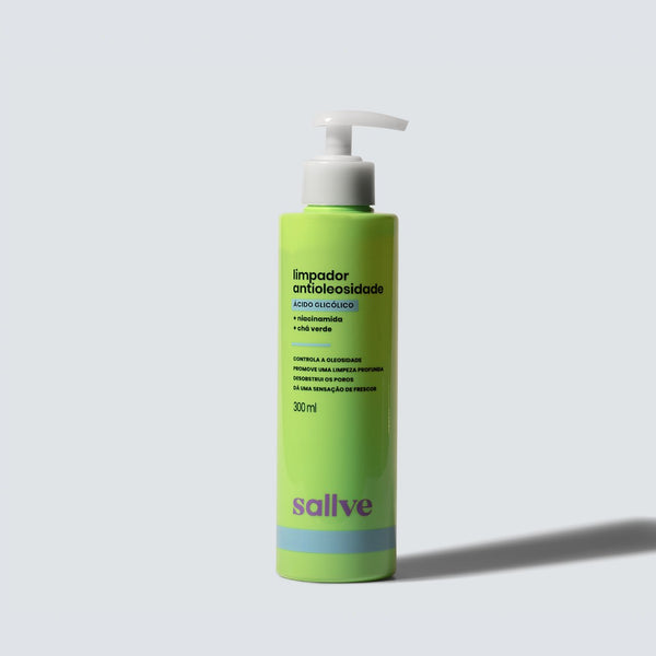 Frasco de 300 ml do Limpador Antioleosidade Sallve para controle de oleosidade da pele.