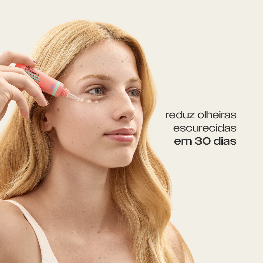 Sérum Antiolheiras Sallve aplicado ao redor dos olhos – reduz olheiras escurecidas em 30 dias