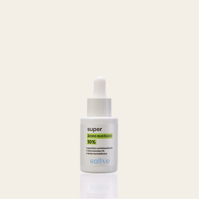 Super Ácido Glicólico 10% Sallve 30ml – sérum com peptídeo antioleosidade, niacinamida 5% e ácido lactobiônico
