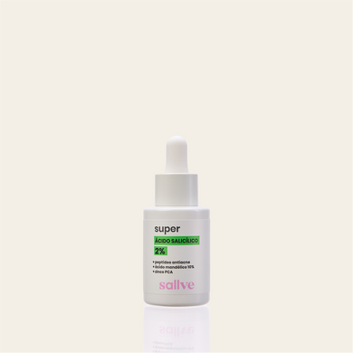Super Ácido Salicílico 2% Sallve 30ml – sérum com peptídeo antiacne, ácido mandélico 10% e zinco PCA