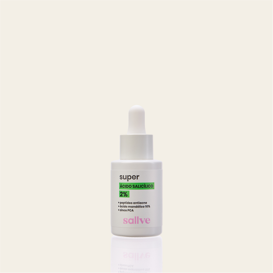 Super Ácido Salicílico 2% Sallve 30ml – sérum com peptídeo antiacne, ácido mandélico 10% e zinco PCA
