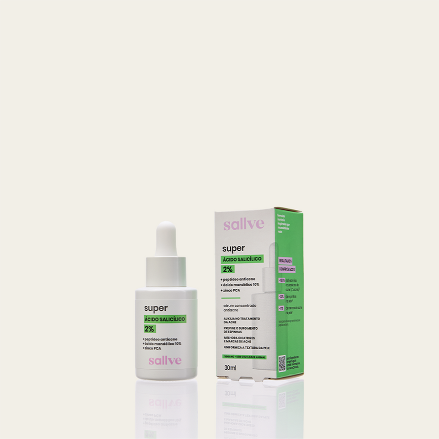 Super Ácido Salicílico 2% Sallve com embalagem 30ml – sérum concentrado antiacne