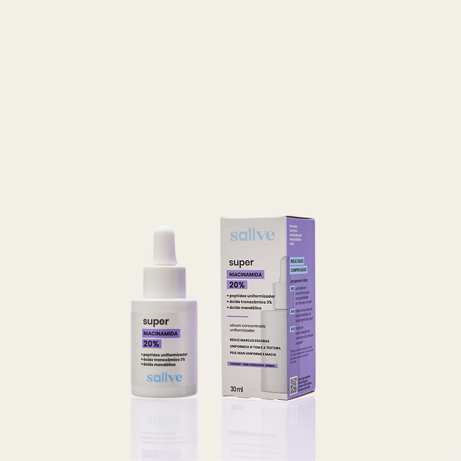 Super Niacinamida 20% Sallve com embalagem 30ml – sérum concentrado uniformizador