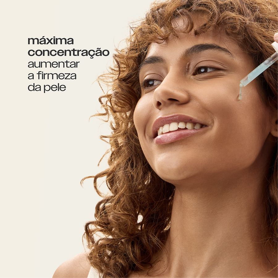 Super Pró-Colágeno 10% Sallve aplicado no rosto – máxima concentração para aumentar a firmeza da pele