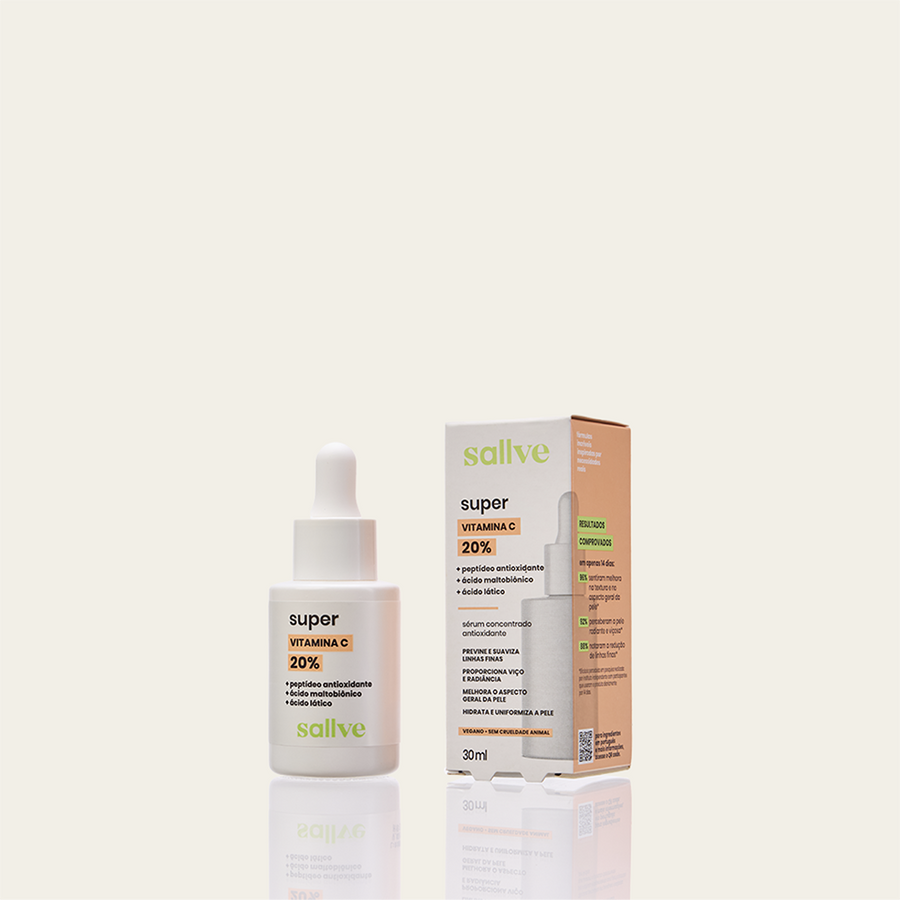 Super Vitamina C 20% Sallve com embalagem 30ml – sérum concentrado antioxidante