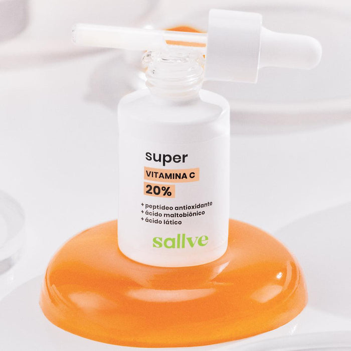 super vitamina c 20% sallve, com peptídeo antioxidante, ácido maltobiônico e ácido lático