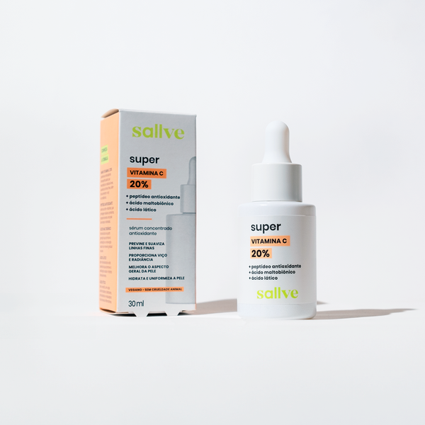 imagem da embalagem e cartucho da super vitamina c 20% sallve
